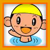 水泳中の少年フリーキャラクター